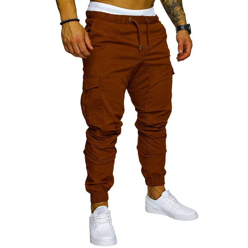 Men\'s Overalls, Multi-pocket Micro-elastic Sports Casual Fitness Leggings Trousers Joggers Men  Cargo Pants Men