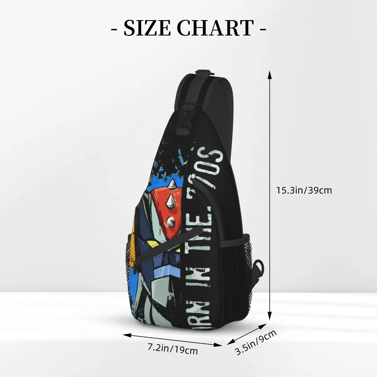 Born In The Seventies Graphic Crossbody Chest Bags UFO Robot Goldrake Pockets Travel Pack Messenger Sports Teens Shoulder Bag