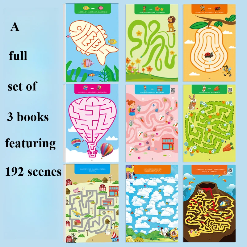 Maze Tracing Activities Reusable Focus Training Workbook for Kid Pen Control Exercises Sensory Learning Tool for Early Education
