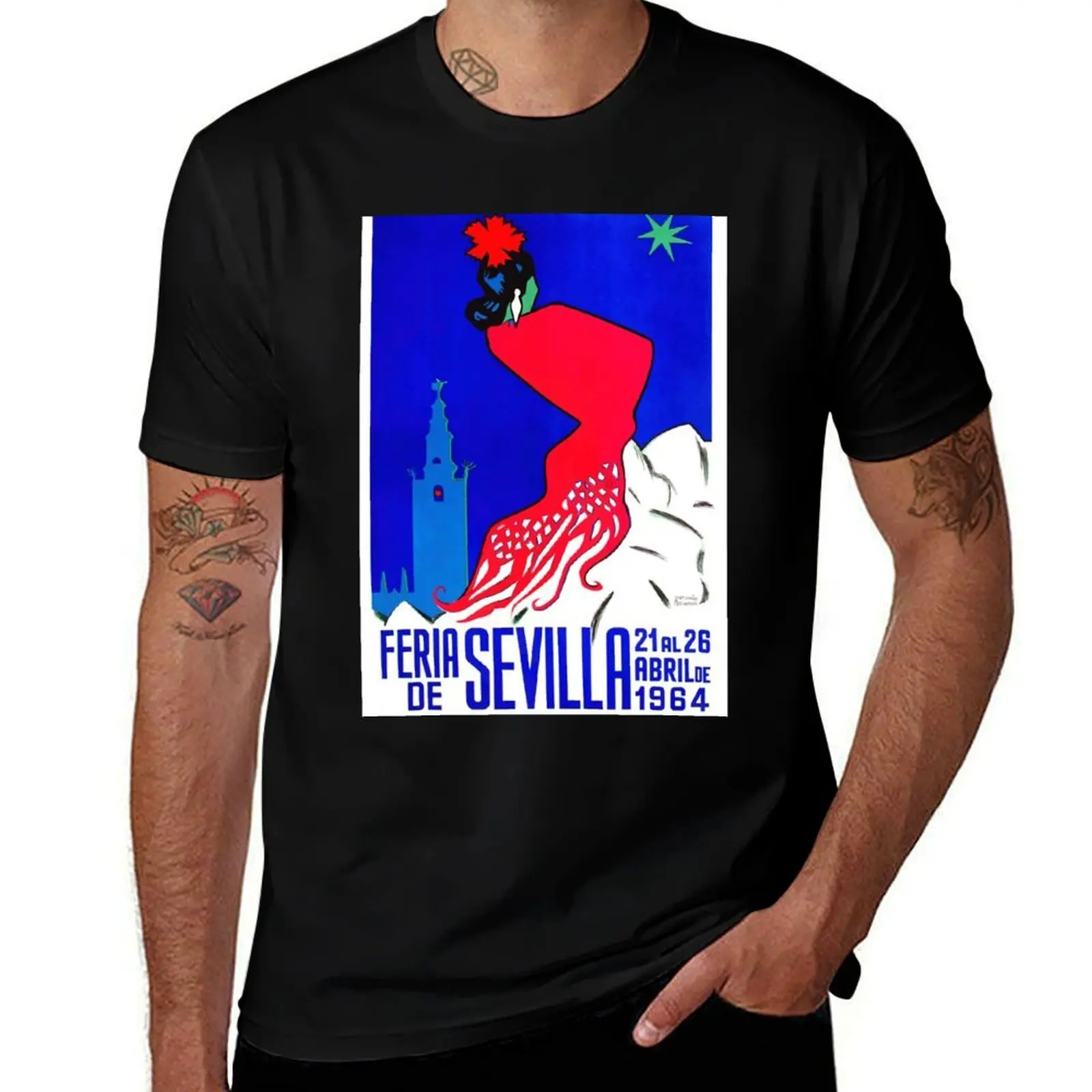 Spain 1964 Seville April Fair Poster T-Shirt Street Art Print Tee Shirt T-Shirt