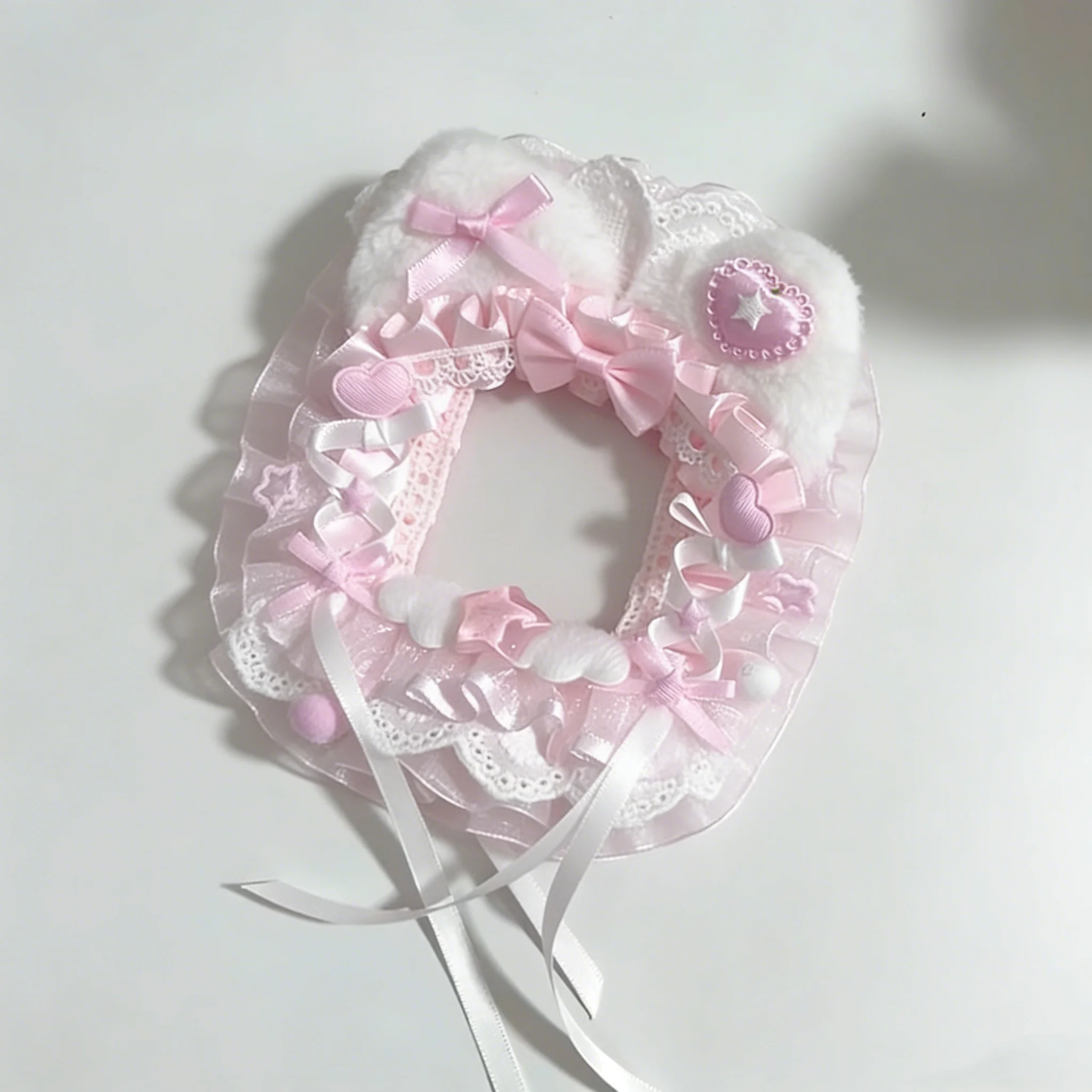 Plush Lace Card Holder Kpop Photocard Case Ribbon Bow Lolita Sweet Anime Itabag Ornament ID Card Display DIY Bag Decoration