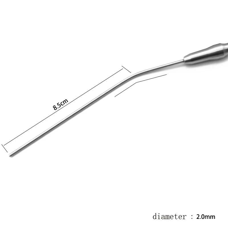 Oreja de succión con pajita de oreja, cabeza de succión recta doblada de acero inoxidable, equipo experimental de oreja de ratón para animales y mascotas