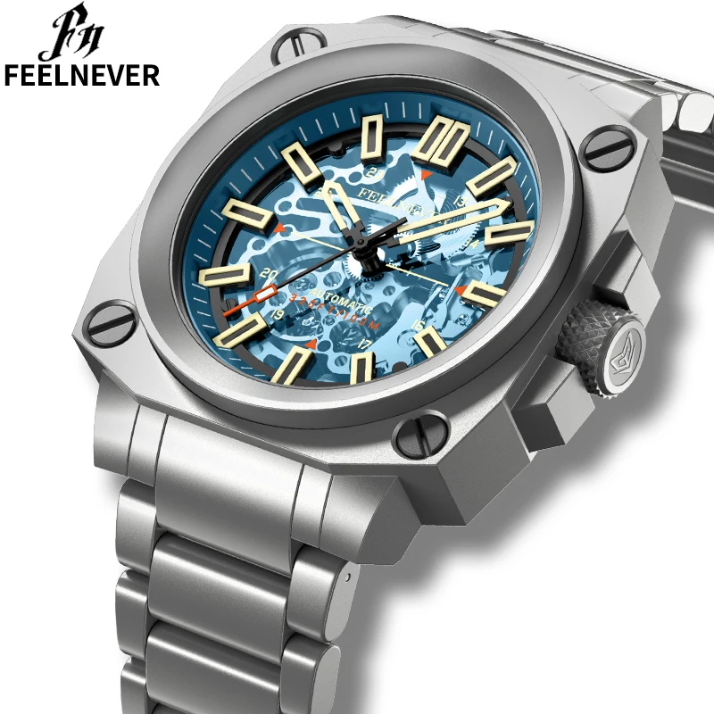 FeelNever Business Automatic Mechanical Man Watch Casual Stainless Belt Waterproof Luminous Wristwatch Tourbillon Men\'s Watches