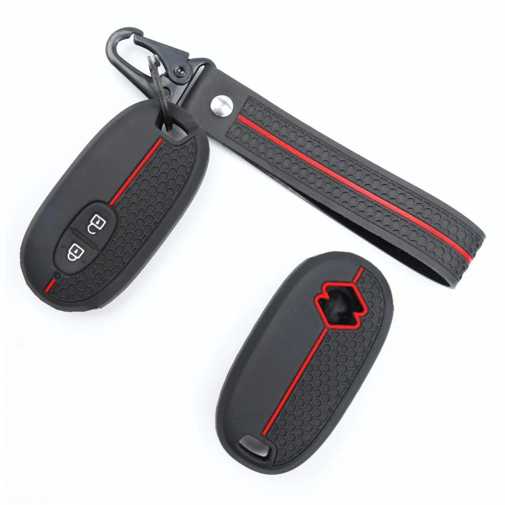 Silicone Car Key Fob Cover For Suzuki Wagon R Every Hustler Palette Solio Alto Lapin Spacia with wrist carabiner