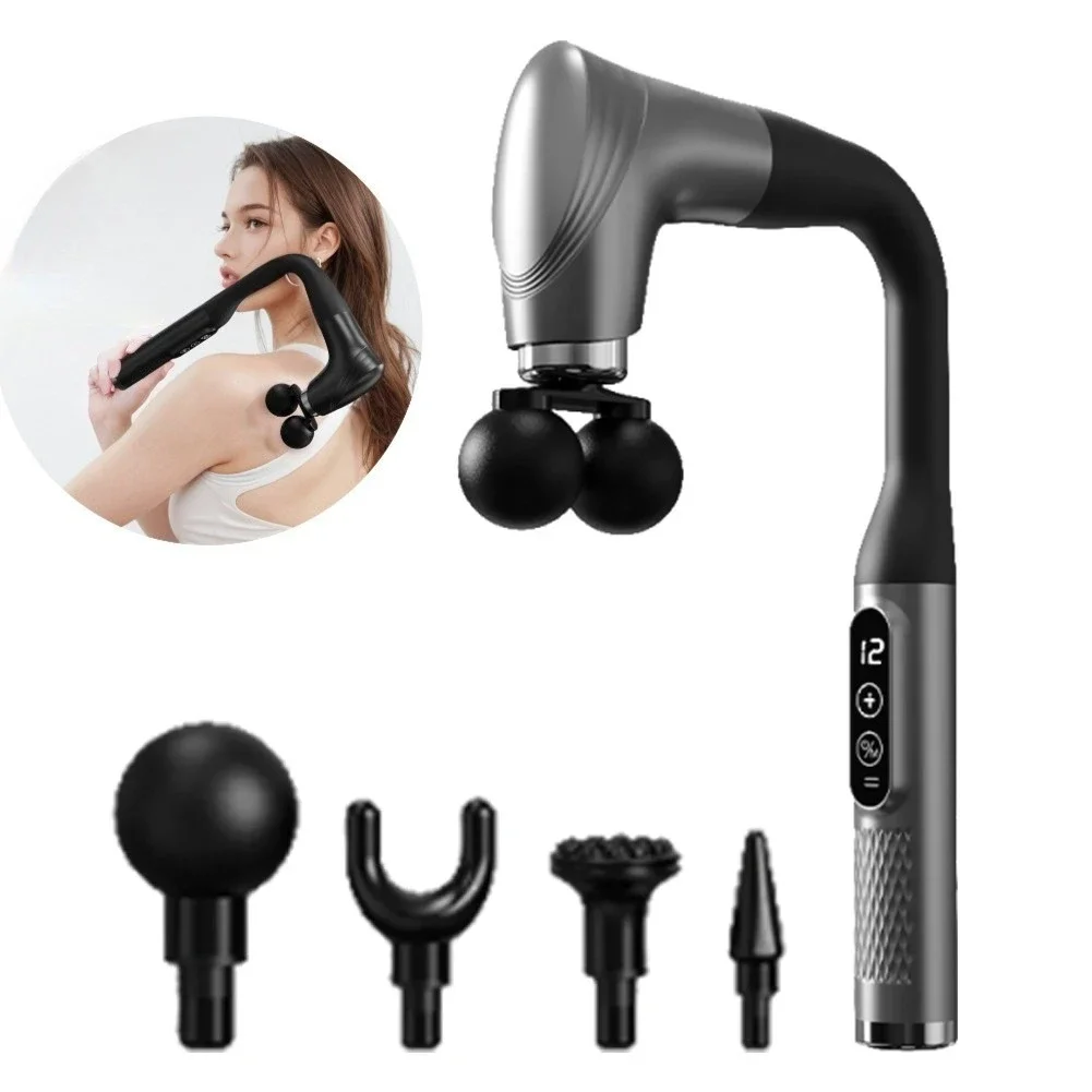

Smart Electric Fascia Gun Massager 3 Modes 12 Levels Rechargeable Percussion Massage Gun for Trigger Point Muscle Pain Relief
