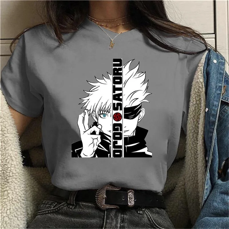 Camiseta con estampado de Gojo Satoru, camisetas Harajuku de Anime, camisetas informales de verano, Camiseta cómoda de algodón con cuello redondo