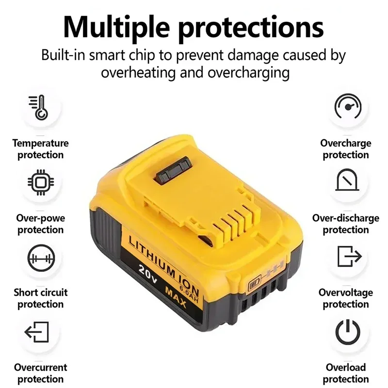 

20 в/18 в вольт для DeWalt 3,0 Ач 9,0 Ач 12,0 Ач 18,0 Ач DCB200, сменная литий-ионная батарея DCB205 DCB201 DCB203, аккумулятор для электроинструмента