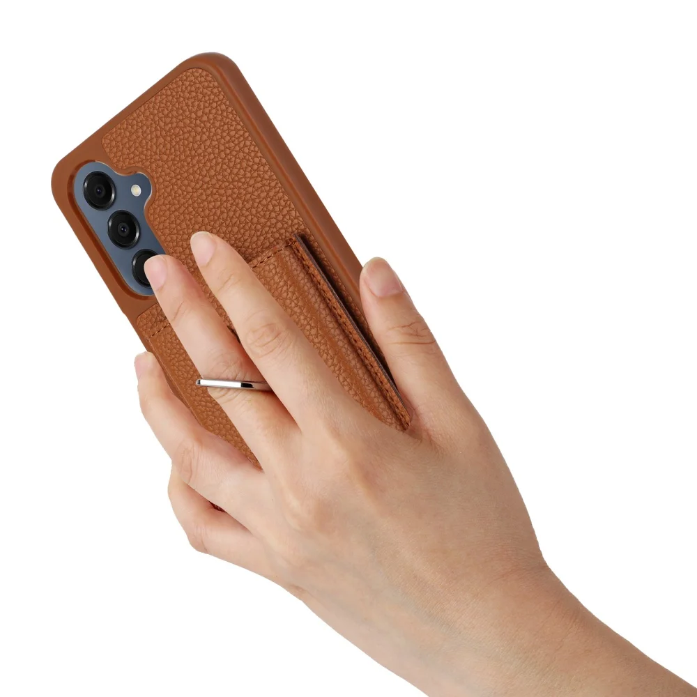 Luxury Card Slot Ring Holder Leather Phone Case For Samsung S25 S24 S26 Ultra S23 S22 S21 Plus FE A55 A36 A16 Shockproof Cover