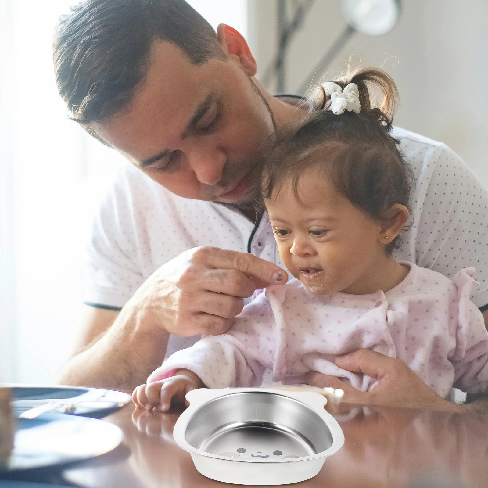 

Stainless Steel Children's Bowl Kids Unbreakable Toddler Food Dish with Smooth Edges Cartoon Design for Snacks Cereal Noodles