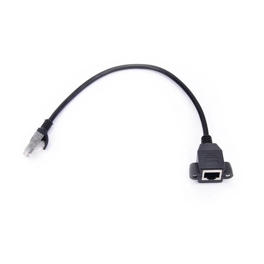 1PC 30cm Ethernet LAN Network Extension Cable RJ45 Cable Male to Female Screw Panel Mount