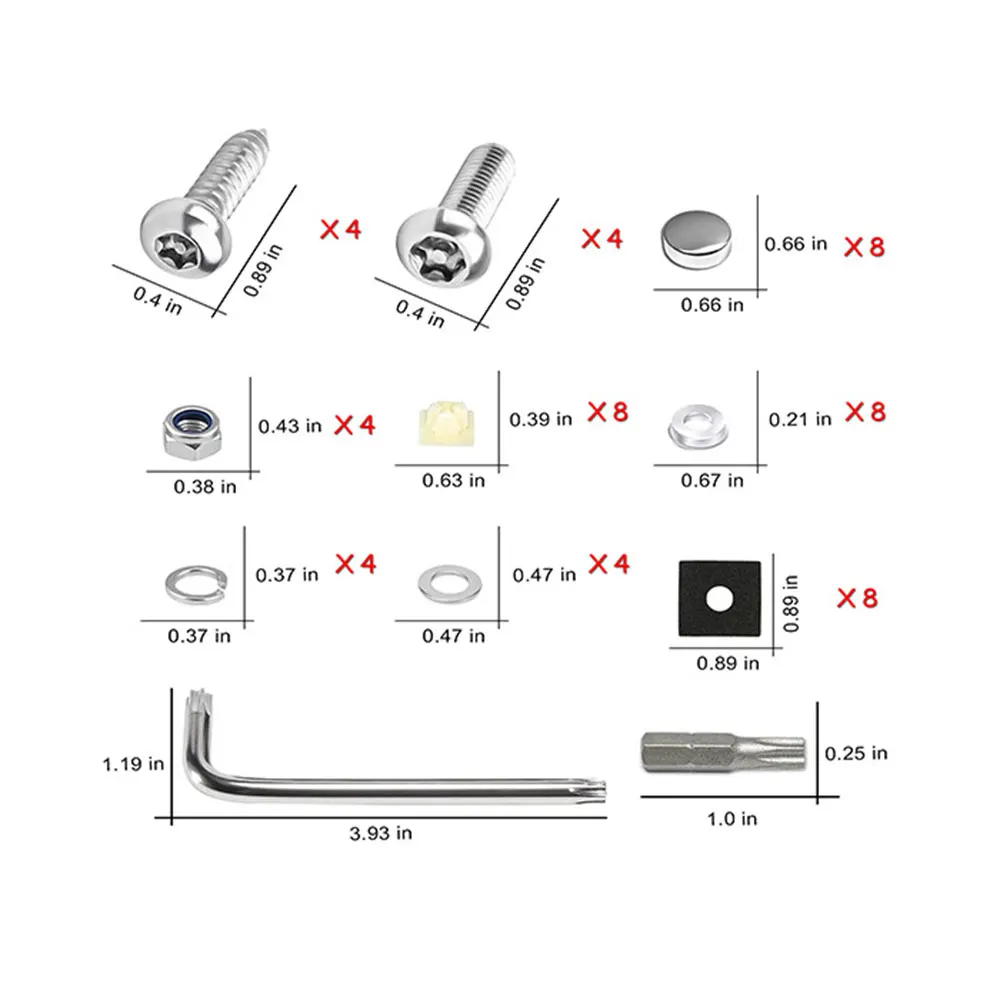 Anti Theft License Plate Screws Kits - Rustproof Stainless Steel Car Tag Plate