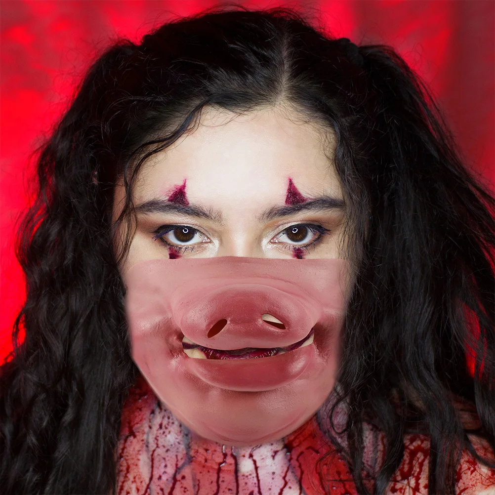 

2Pcs Pig Nose Mask Halloween Party Cosplay Latex Comfortable Breathable Funny Prank Adult Costume Accessory Clown Pig Mask