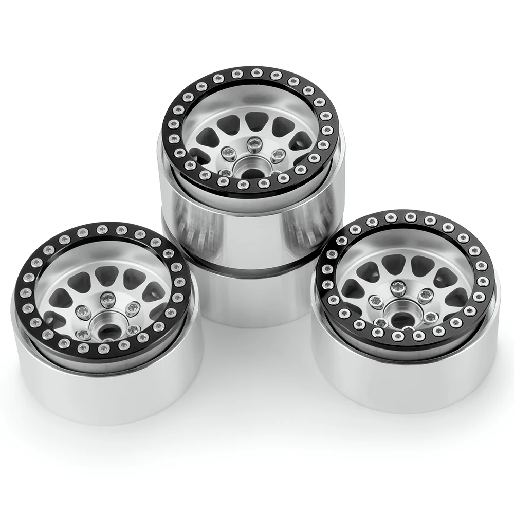 AXSPEED 1.9inch Metal Alloy Beadlock Wheel Rims Hubs Deep Dish Negative Offset 10mm for Axial SCX10 90046 TRX-4 1/10 RC Car Part