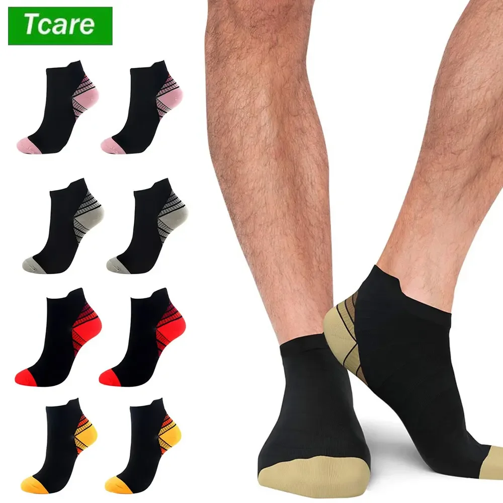 1 Pair Sports Compression Running Ankle Socks for Men and Women, Foot Support Athletic Socks for Running, Cycling, Golf, Work