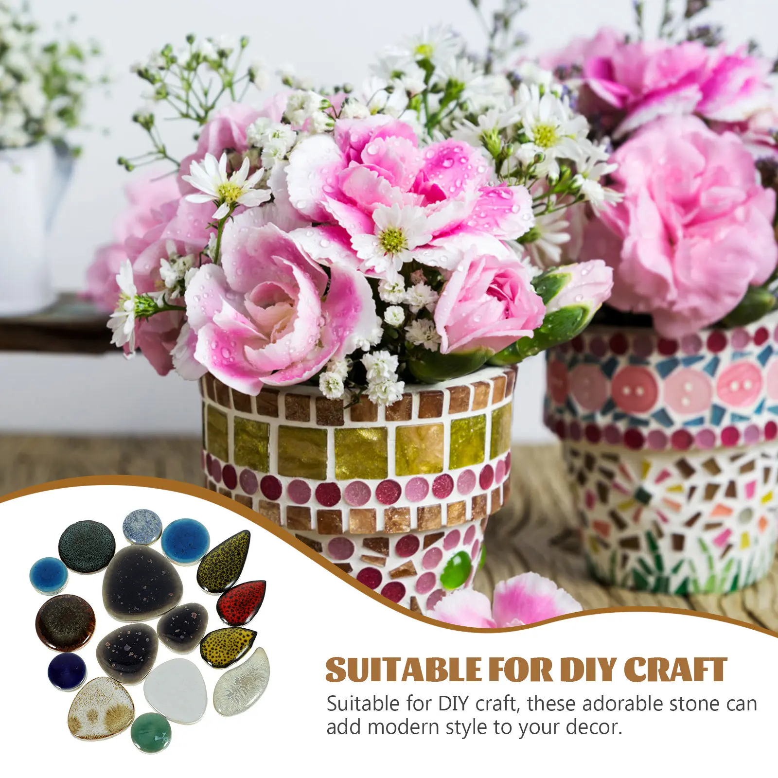 

1 упаковка прочных керамических плиток для творчества, декоративные элементы ручной работы, современный стиль, аксессуары для домашнего декора, плитка неправильной формы