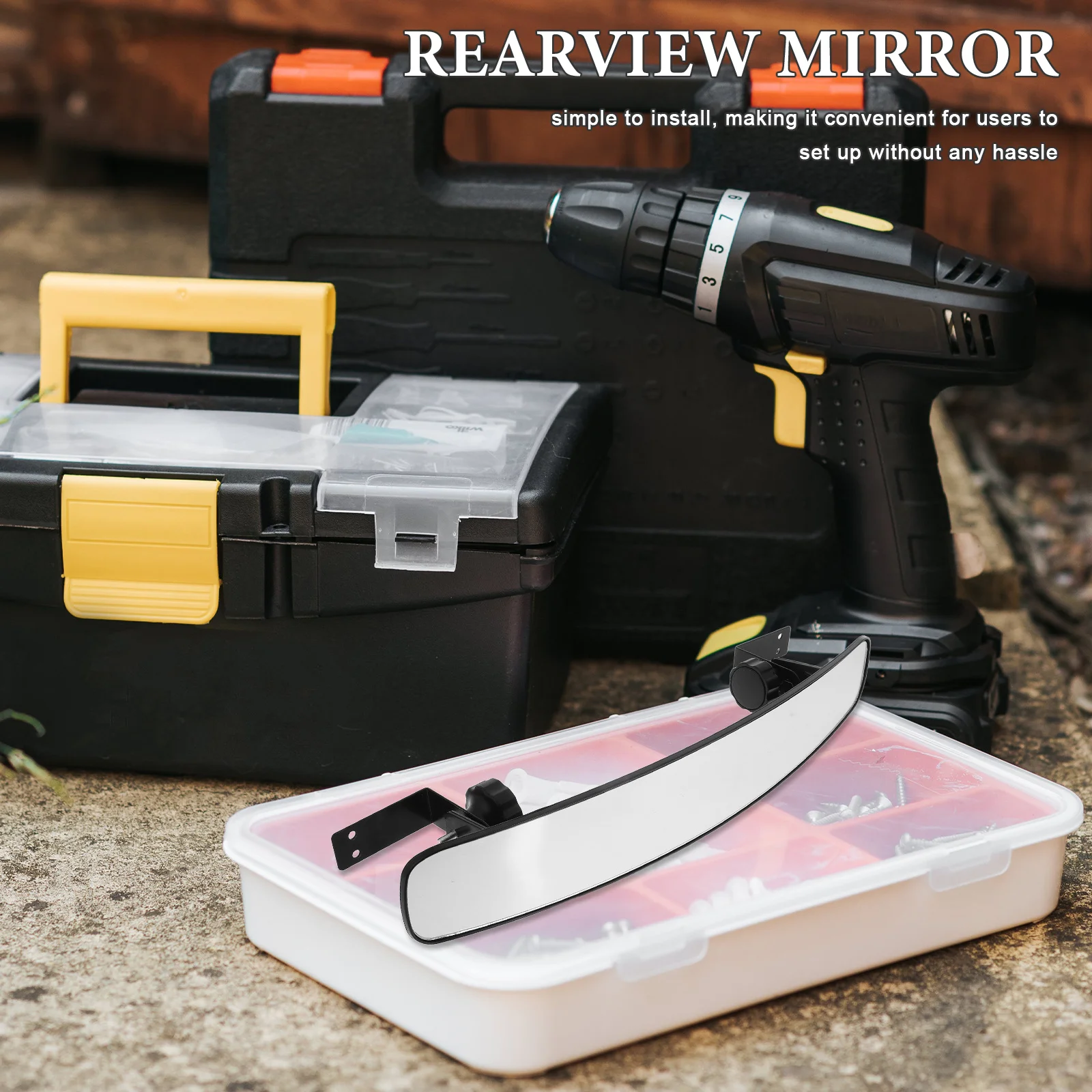 

Golf Cart Rear View Mirror Convex Wide Angle Clear View Durable Glass PP Plastic Easy Install Universal Fit Golf Cart