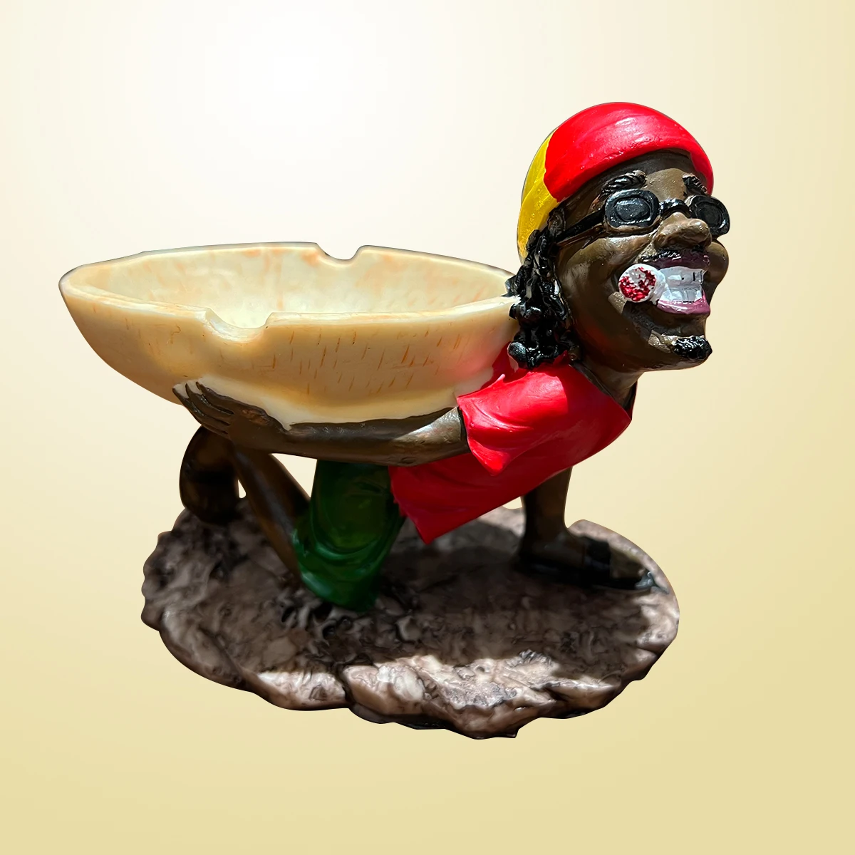 1PC Jamaican Man Holding Ashtray Ornament, Resin Statue Funny Craft, For Bookshelf Home Living Room Office Cabinet Decor