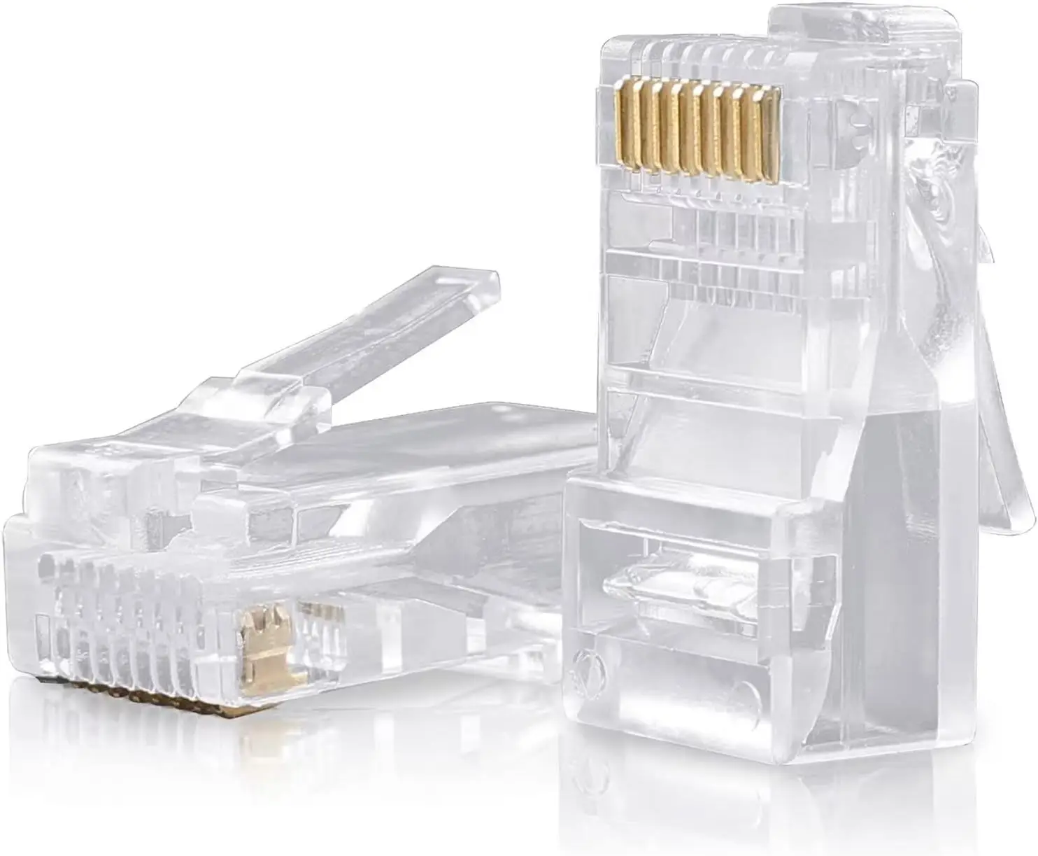 Cat5e Unshielded RJ45 Crystal Head Gold-Plated Contact Ethernet Cable Connector for Home Office