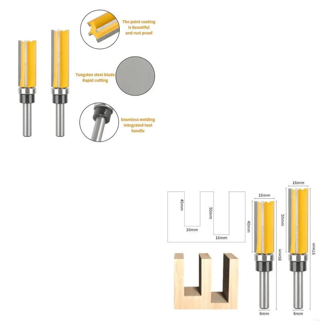 

M7DA 2PCS 4 Flute Router Bit Suitable for Smooth Woodworking Projects Cutting 8mm Shank Professional Milling Tool