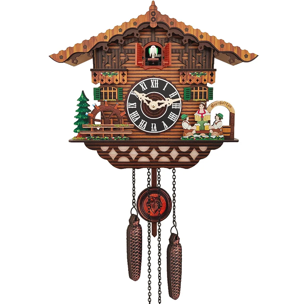 Vintage Cuckoo Wall Clock Wood Pendulum Clock Creative Modern Watch Silent Clocks Wall Home Decor Living Room Decoration Giff