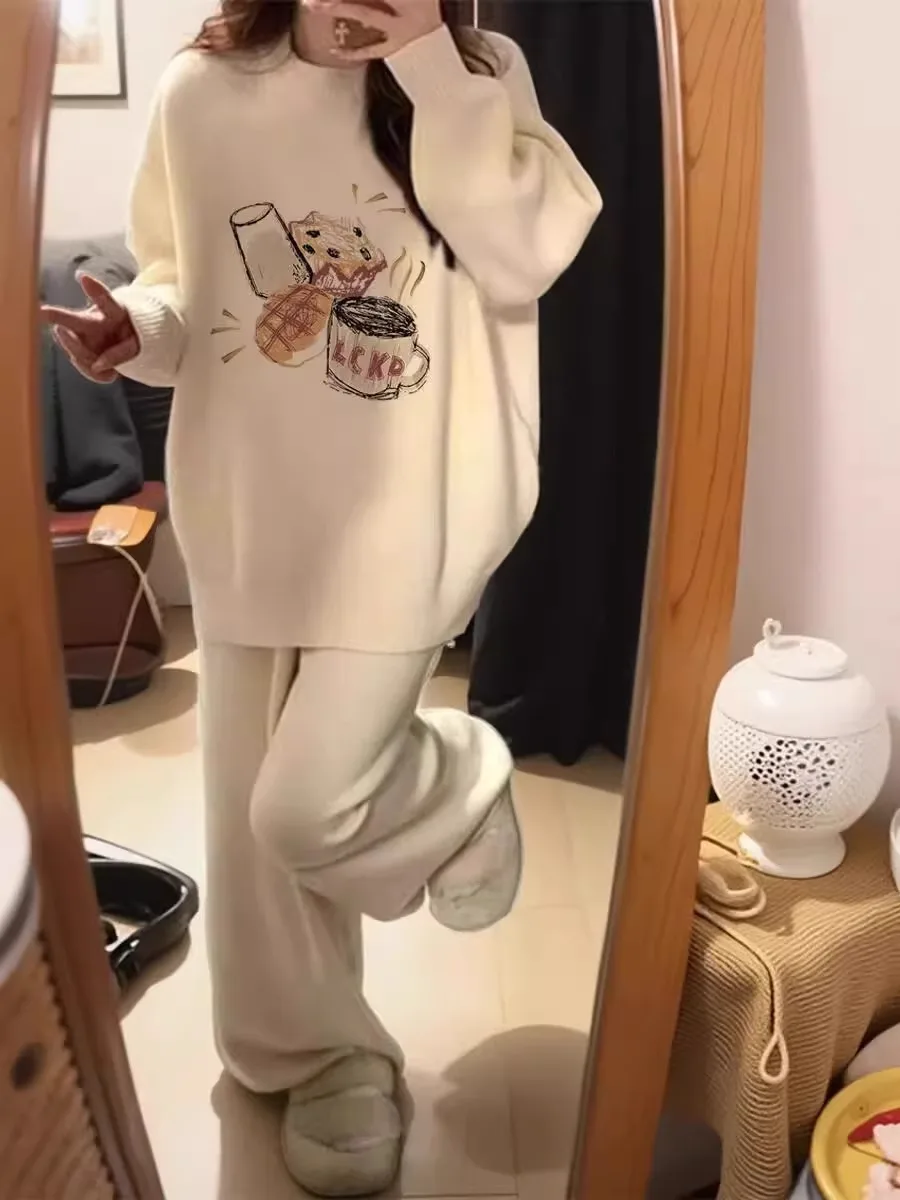 Pull imprimé blanc pour femme, petite taille, paresseux, haut de gamme, sensation, tricoté, irt, automne hiver