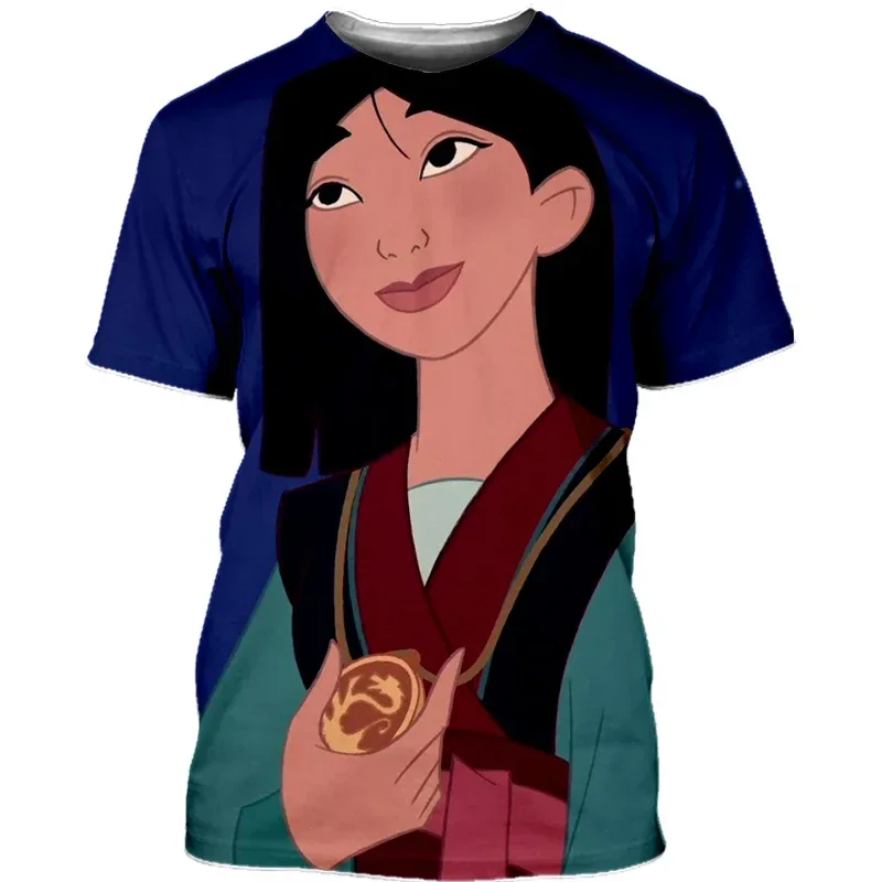 Disney T-Shirts Mulan Cartoon Anime 3D Print Streetwear Men Women Casual Fashion Oversized T Shirt Kids Boys Girls Tees Tops