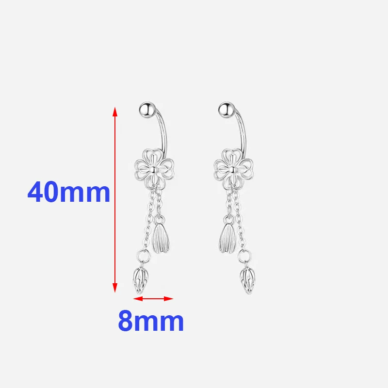 Real 925 Sterling Silver Flower Lotus Tassel Bead Screw Stud Earrings For Women Cute Fine Jewelry Small Niche Plant Accessories