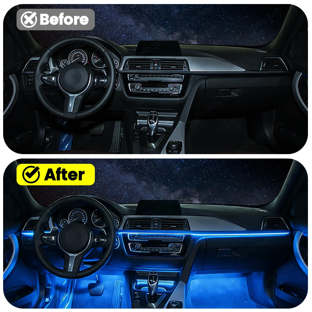 

Auchi 256 Color RGB APP Controls Ambient lighting For BMW 3 Sories F30 3GT Car Interior Decorative Lights For Automobiles