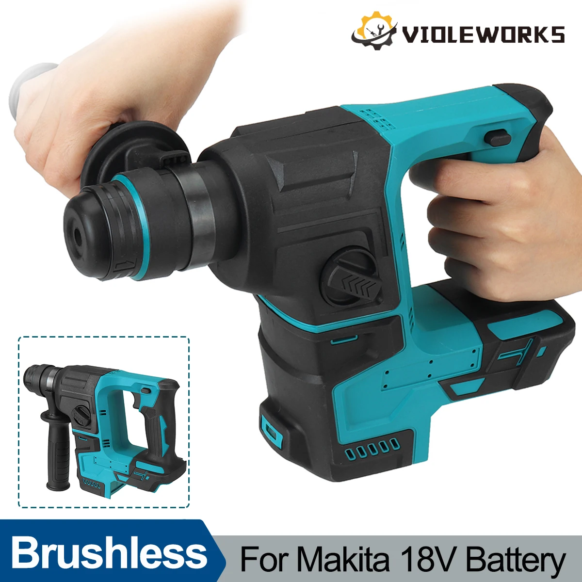 Brushless Electric Rotary Hammer Impact Drilll 26mm Screwdriver SDS Plus Chuck Cordless Power Tool for Makita 18V Battery