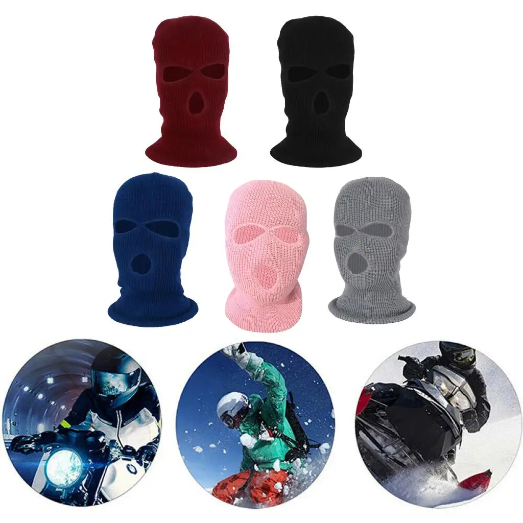 Kominiarka z 3 otworami dla dorosłych, ciepła, dzianinowa, zakrywająca całą twarz, maska do jazdy na rowerze i innych sportów outdoorowych, dla kobiet i mężczyzn.