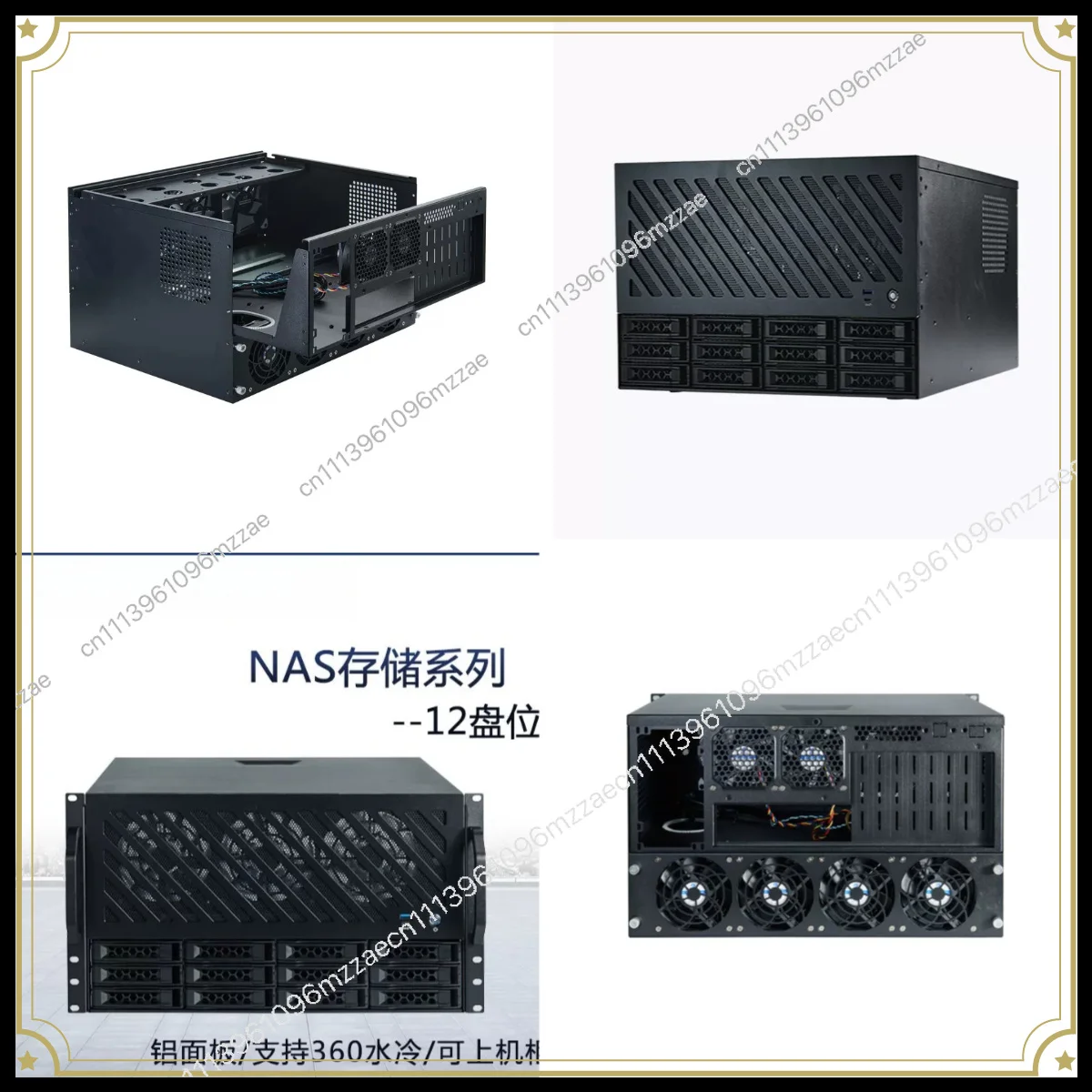 12-Disk NAS Chassis Rack-mounted Storage Server Supports 360 Water-cooled ATX Main Board ATX Power Full-height Card.