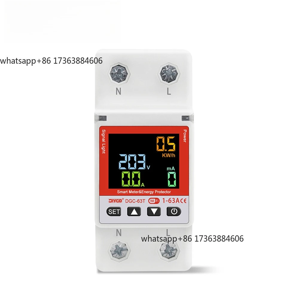 DIY GO 63A TUYA WIFI Switch Smartlife kWh Metering Circuit Breaker Timer with Voltage Current Leakage Temperature protection
