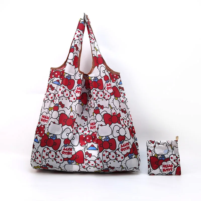 Bolsa de tela Oxford con dibujos animados, bolsa de compras plegable portátil para comestibles, bolsa de almacenamiento de gran capacidad respetuosa con el medio ambiente