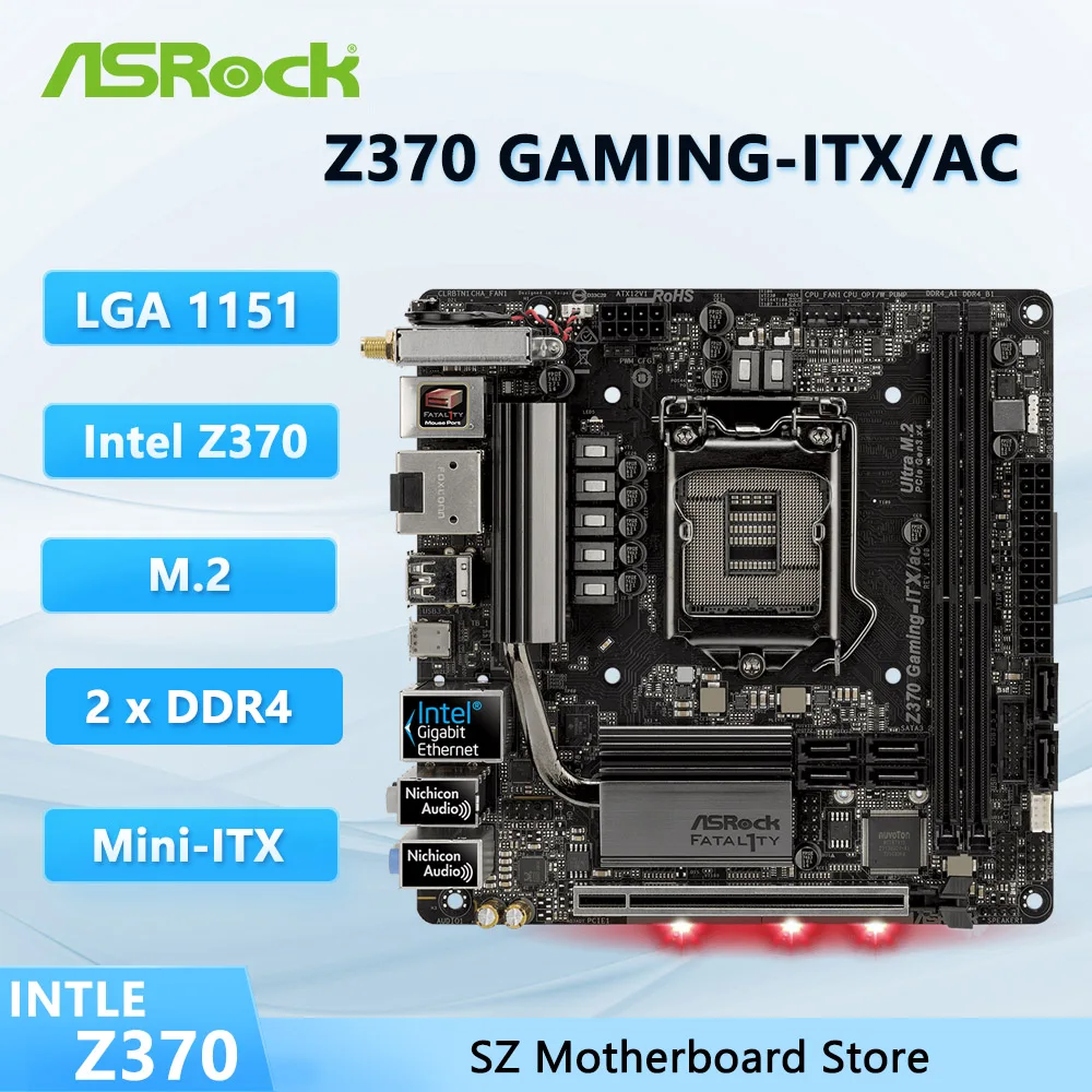 Placa-mãe ASRock Z370 ITX Gaming com RGB