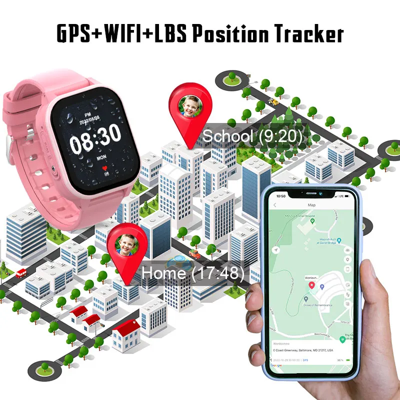 ساعة ذكية Wonlex Kids 4G SOS Call GPS WiFi Tracker Class Mode ساعة يد Whatsapp مع مكالمة فيديو ساعة ذكية للأطفال