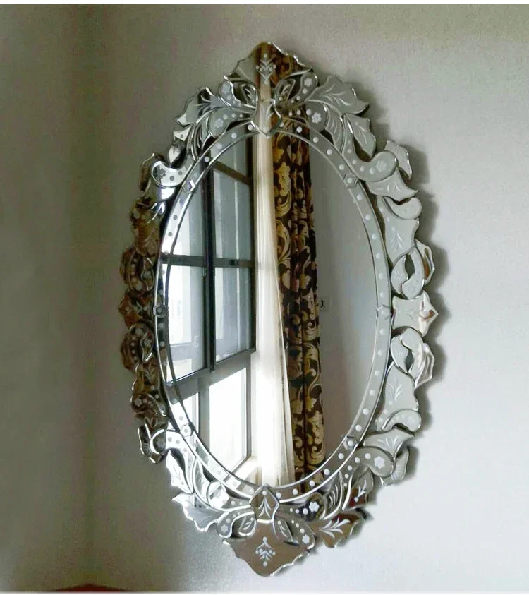 Bathroom Nordic high-end carved decorative mirror porch bathroom fashion mirror makeup mirror oval