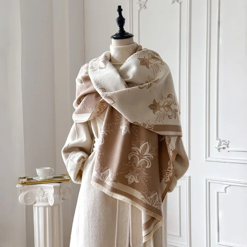 

Imitation cashmere scarf for women, winter high-end feeling, air-conditioned room luxury shawl outerwear, 2026 new trendy