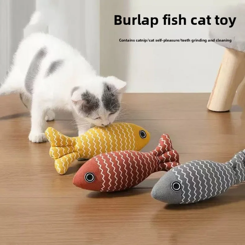 

New Catnip-Infused Realistic Fish Cat Toy with Teasing Stick Chewing Function Interactive Self-Play Relief