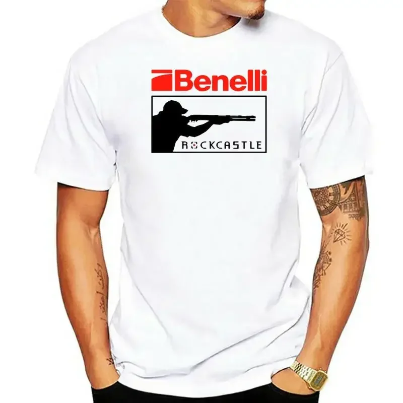 Summer Short Sleeve Male Benelli Gun Firearms Logo Men'S T-Shirt Black And White B Festive Tee Shirt manga vintage anime clothes