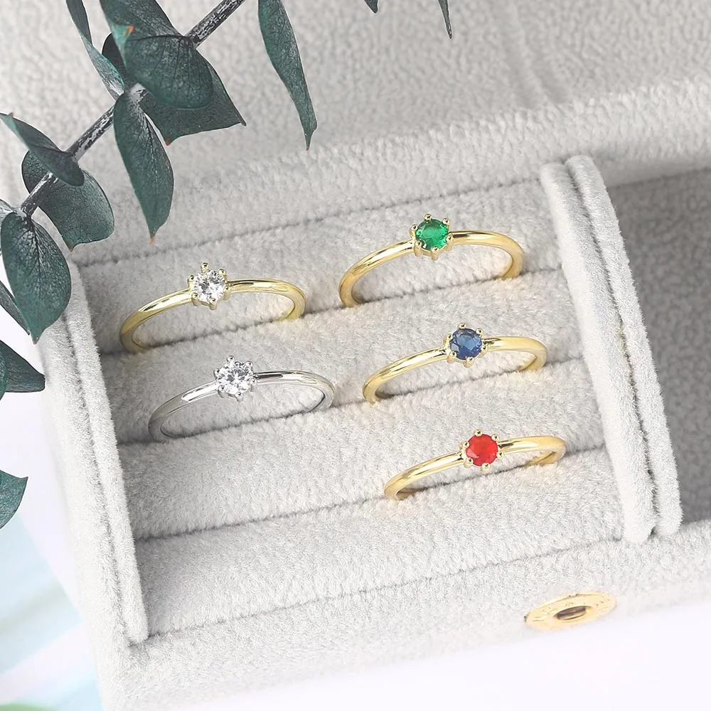 Wedding Bride Rings For Women Mini Cute Yellow Gold Color Jewellry Zircon Engagement Thin Ring Wholesale Jewelry R112