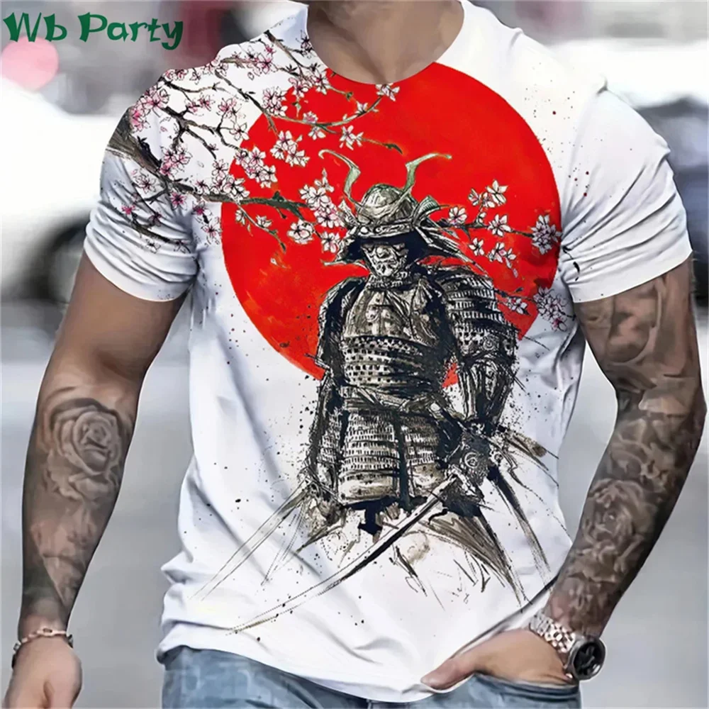 

3D Printed Japan Samurai T shirt for Men Personality Pattern T-shirts Summer Fashion O-Neck Street Loose Tops Short Sleeve Tees