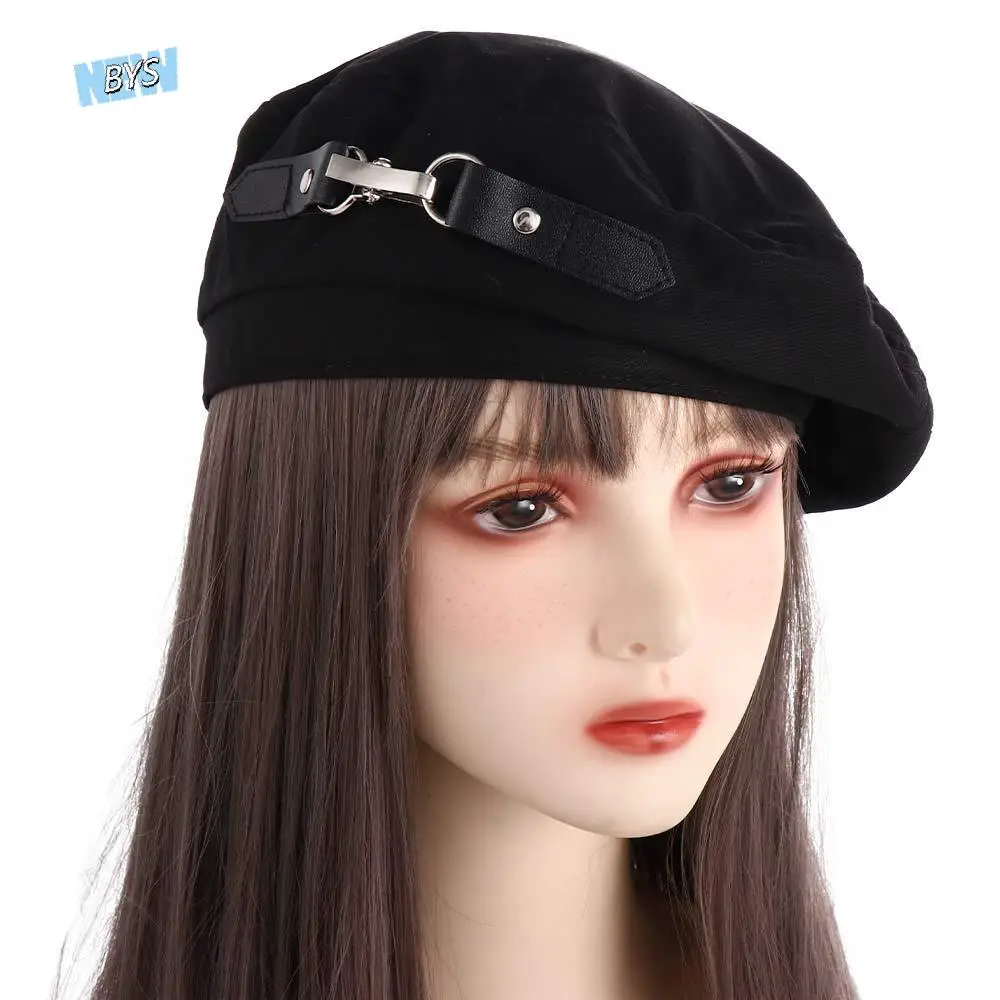 

Girl Sweet British Style Autumn Metal Buckle All-match Retro Beret Painter Hat Women Octagonal Cap Korean Style Hat