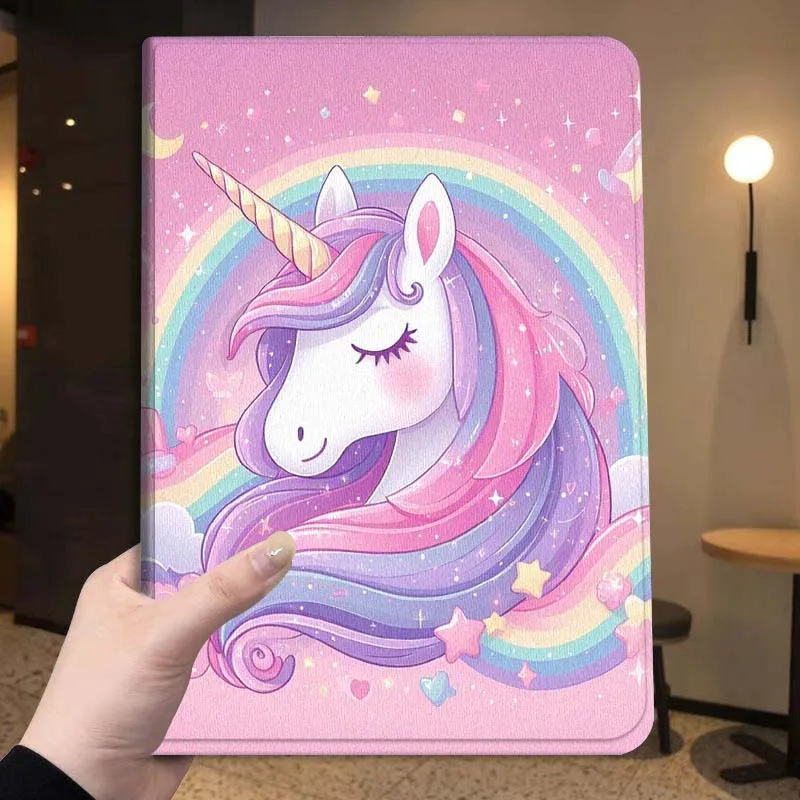 Cartoon Unicorn Rainbow Cloud Soft For iPad Pro Air mini 7 6 5 4 3 11th 7th 6th 10.9 10.5 9.7 Inch Fashion Tablet Case