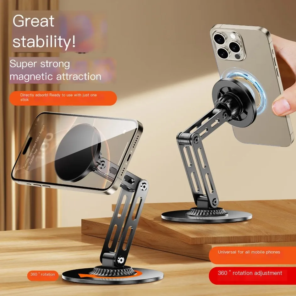 Mechanical Arm Magnetic Phone Tablet Holder Desk Magnetic Cellphone Stand Metal Rotating Smartphone Support Bracket for IPhone