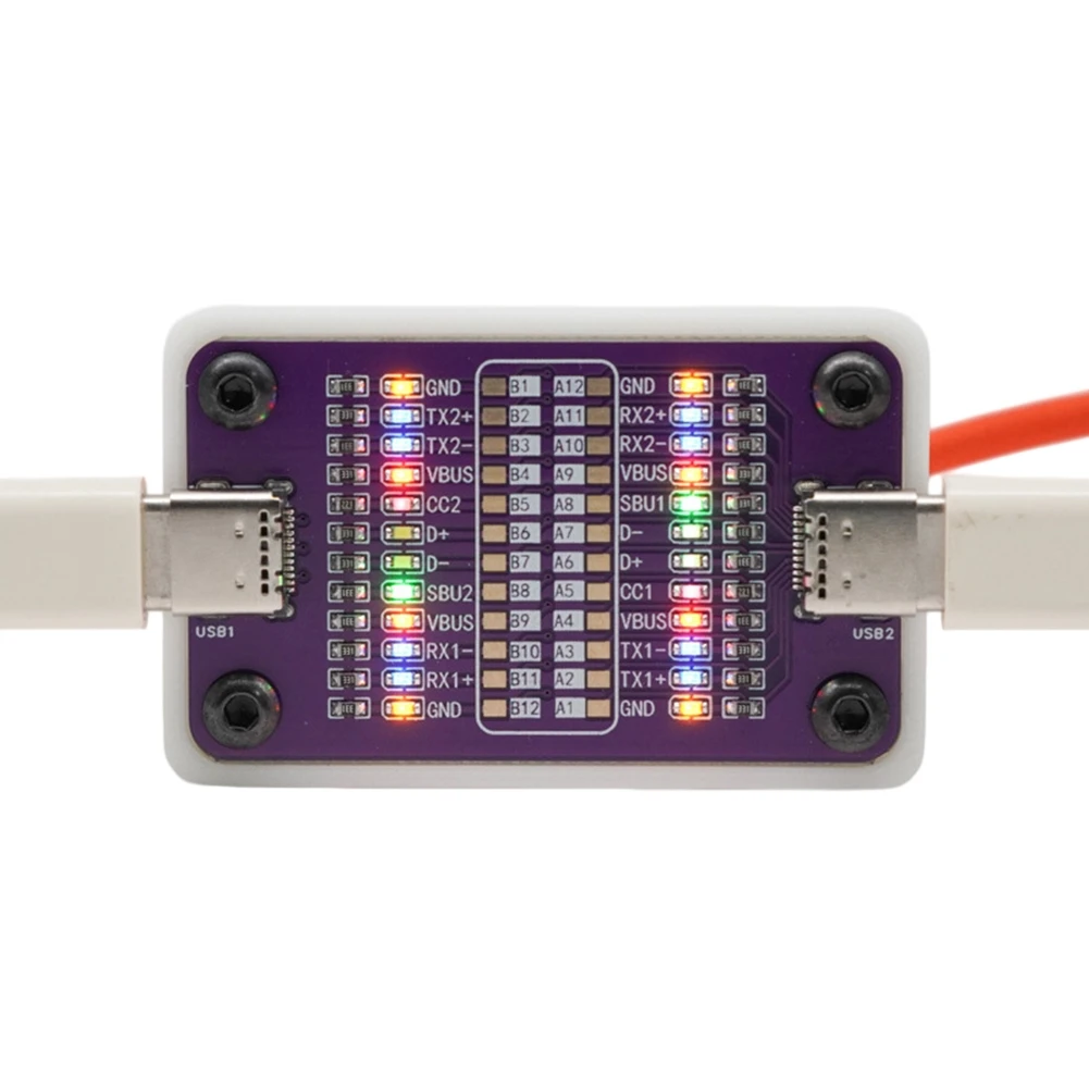 Dual USB-C Port Fast Charging Cable Testing Board With 24 LED Indicators For Mobile Phone Type-C Continuity Fault Detection Tool