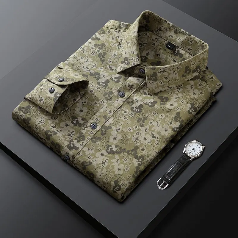 Men's long sleeve casual fashionable and soft 3D pattern print shirt 2026 Autumn men digital printing High Quality male shirts
