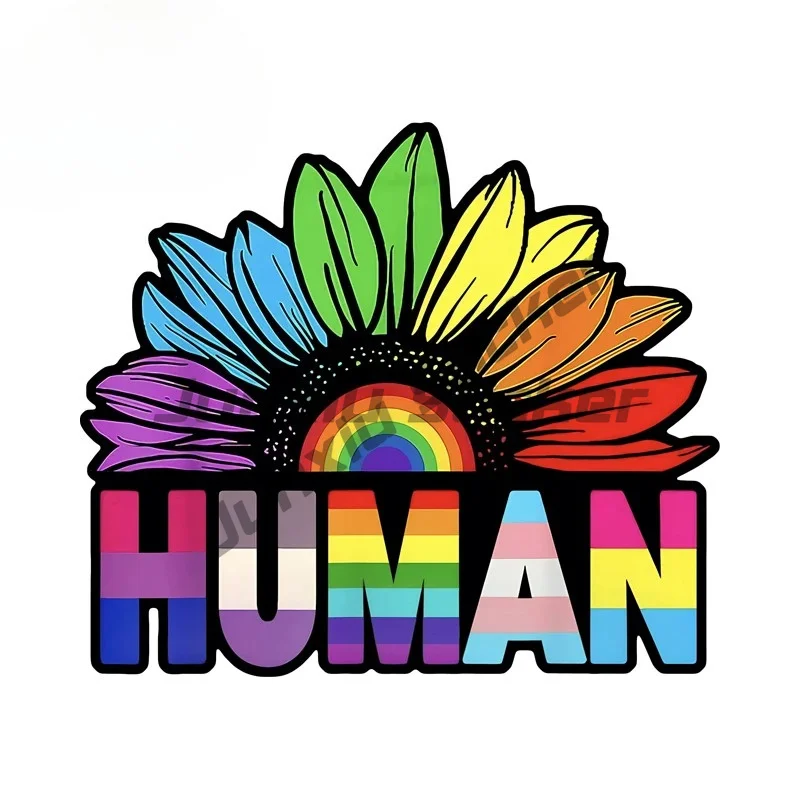 

Rainbow Sunflower Car Stickers VAN Cartoon Creative Human Toolbox Waterproof Bumper Decal Graphics Vinyl Car Goods
