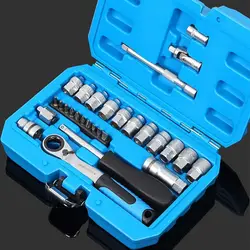 29PCS Core Ratchet Socket Wrench Kit Socket Set Car Repair Tool Ratchet Torque Wrench Combo Auto Repairing Tool Set