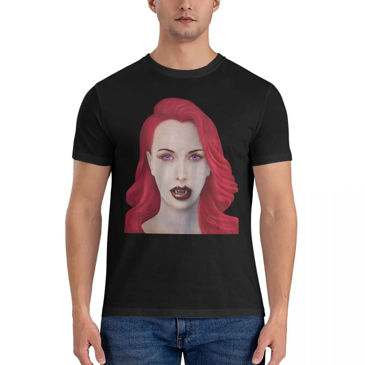 Novelty Vampyre - The Seductress T-Shirts Men Round Neck 100% Cotton T Shirt Blood Of The Vampire Short Sleeve Tees Clothes