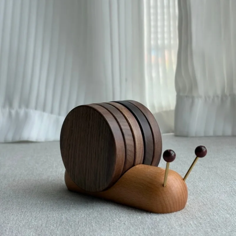 Desktop Creative Snail Wooden Coaster Insulation Pad Decorative Ornament Heating Pad Pot Pad Bowl Pad Coaster Magnetic Suction